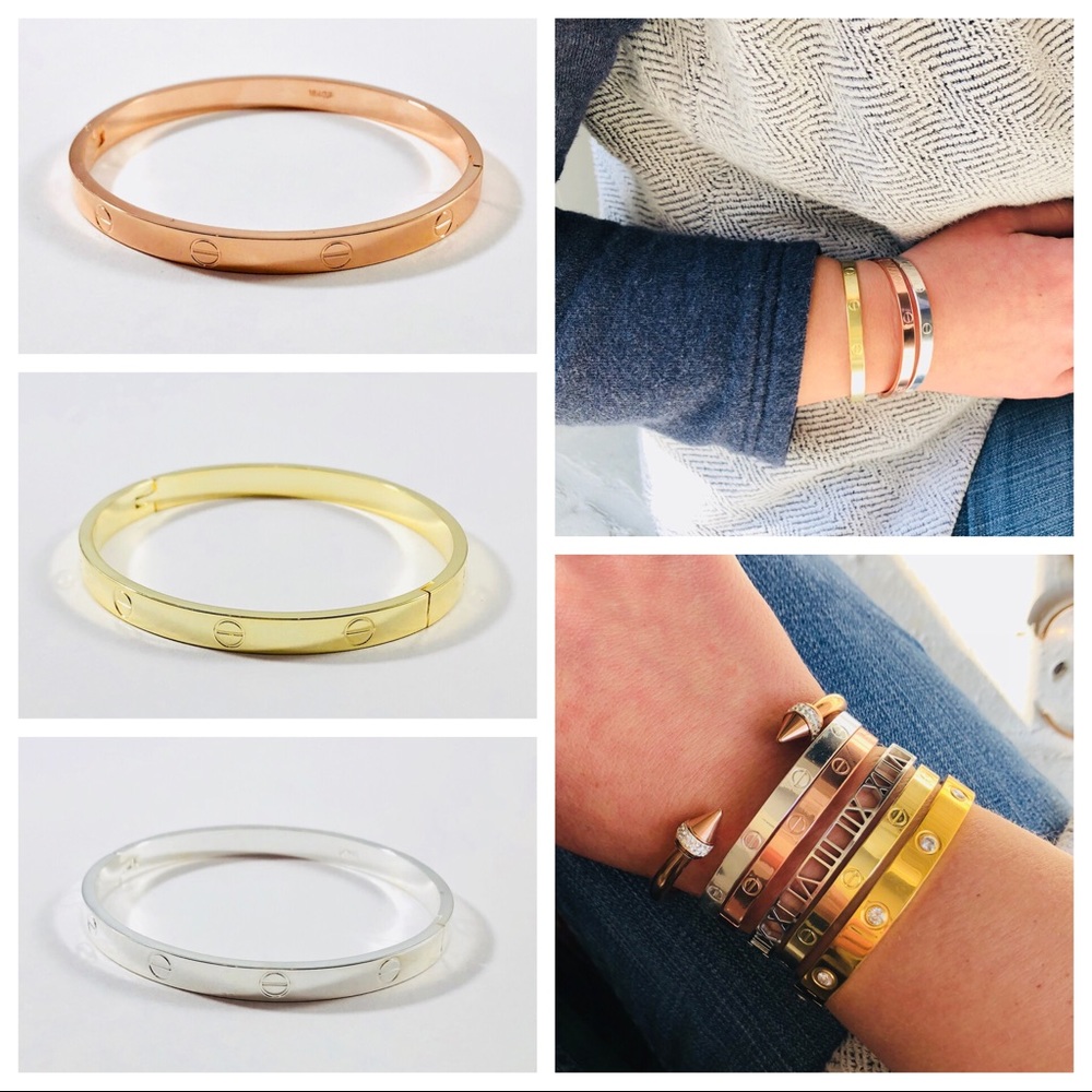 Screw love rivet  bracelet bangle rose gold silver